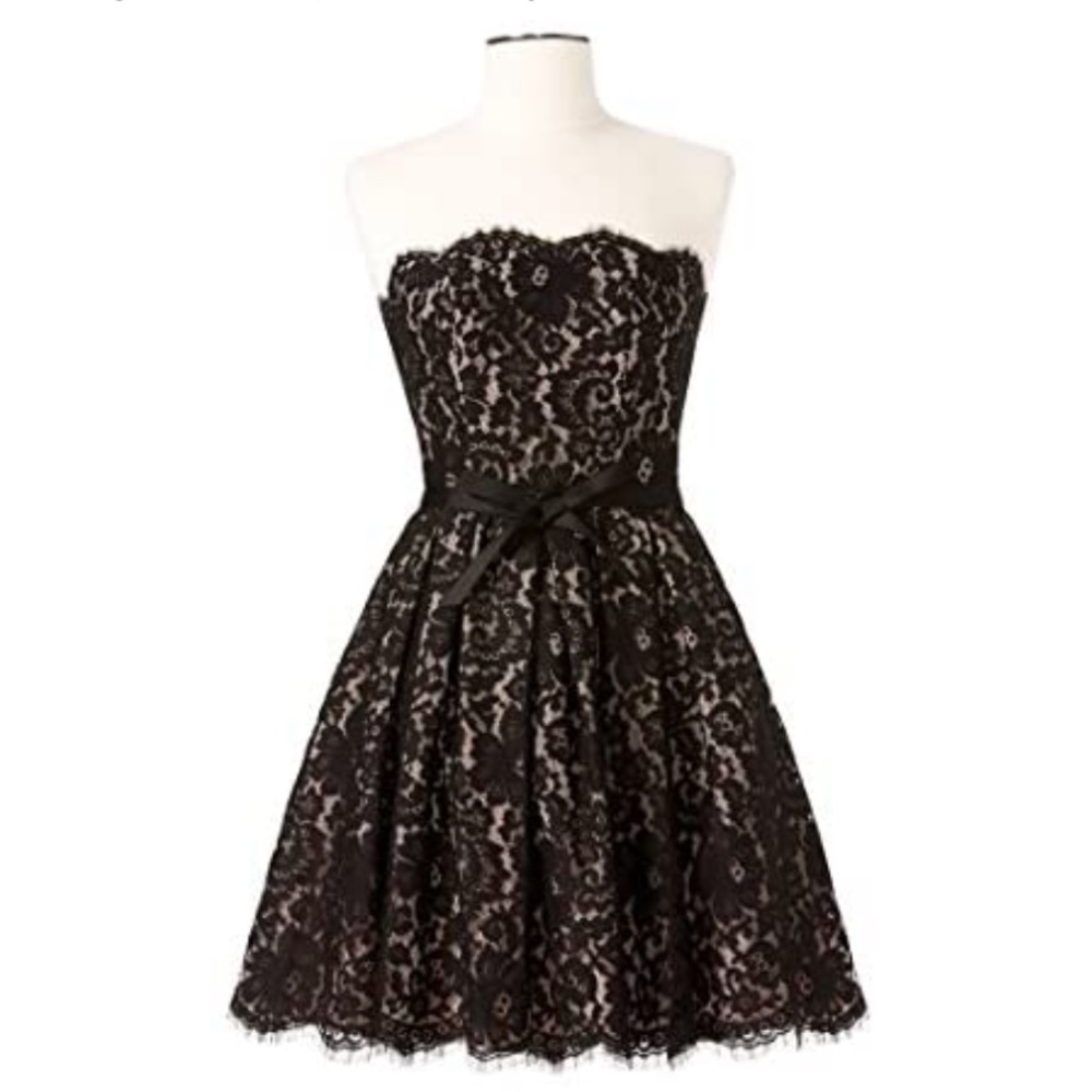 NWT ROBERT RODRIGUEZ Black Lace Strapless Cocktail Party Mini Dress Size…